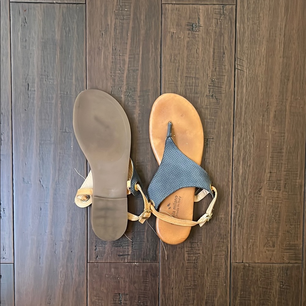 Women's Tan and Blue Sandals